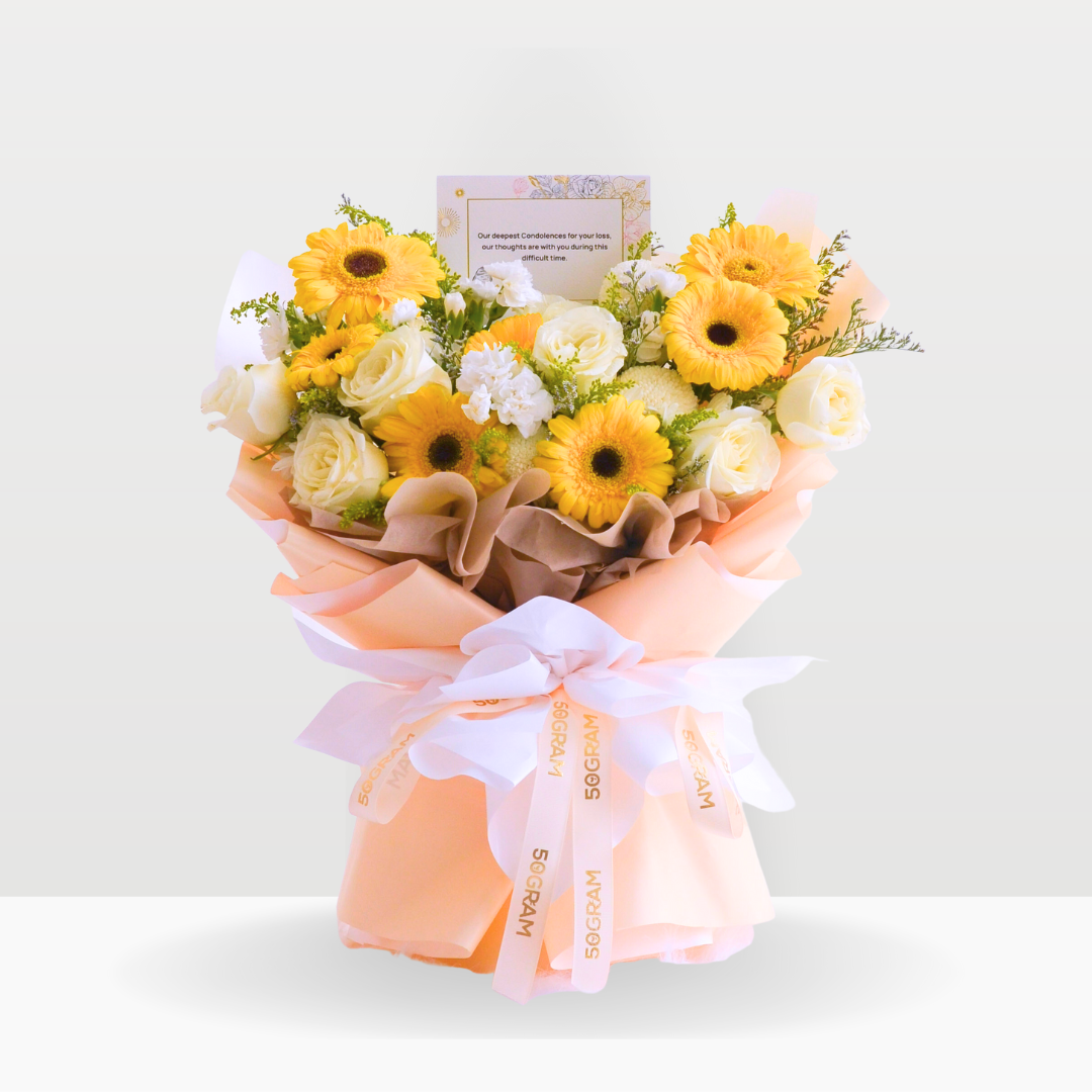 Yellow Condolences Bouquet Large Size Free Delivery KL & PJ