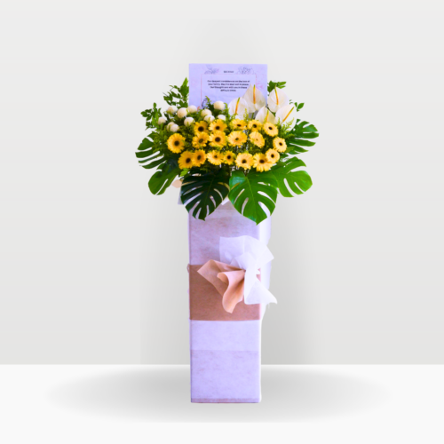 Golden serenade | condolences flower stand premium size free delivery kl & pj