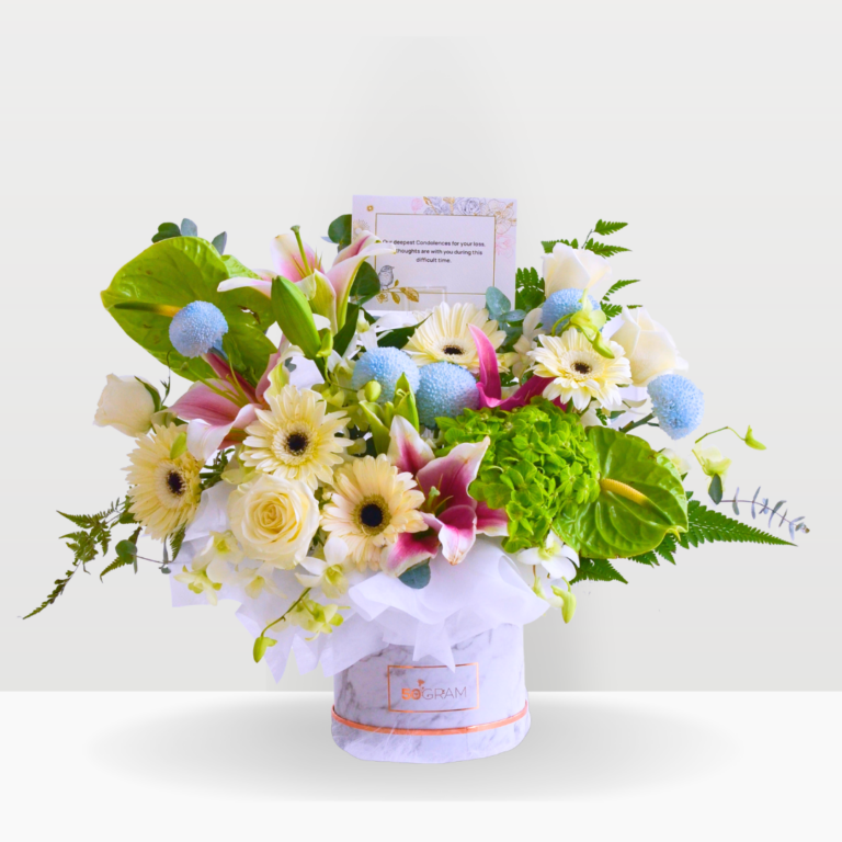 Emerald Solace Memorial | Condolences Flower Box Premium Size Free Delivery KL & PJ