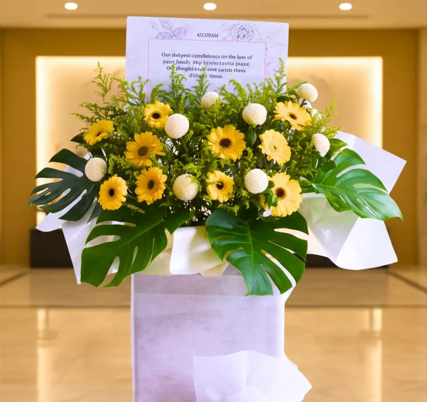 Golden Serenade | Condolences Flower Stand