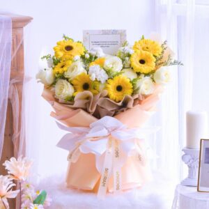 Yellow Condolences Bouquet Large Size Free Delivery KL & PJ Condolences Hand Bouquet
