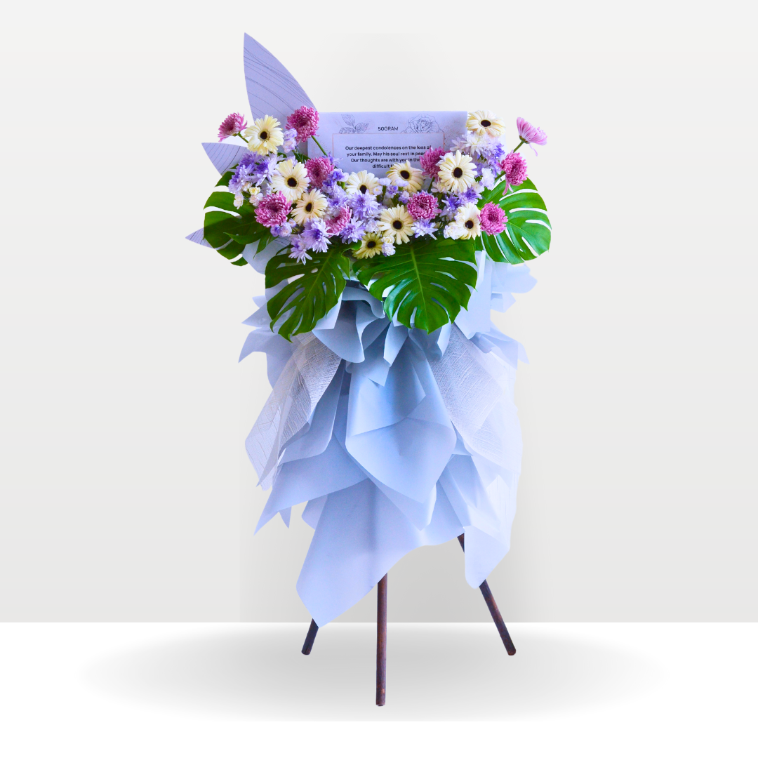 Violet Whisper | Condolences Flower Stand Premium Size Free Delivery KL & PJ