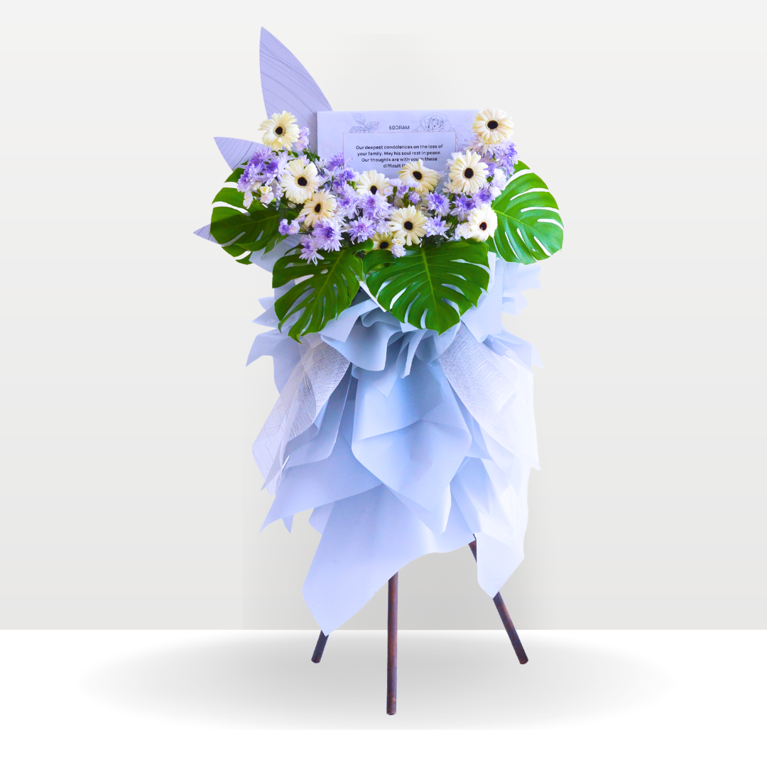 Violet Whisper | Condolences Flower Stand Standard Size Free Delivery KL & PJ