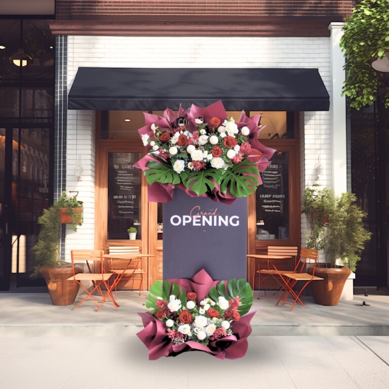 Red Resurgence Business Opening Steel Stand | Fresh Flower | Free Delivery KL & PJ