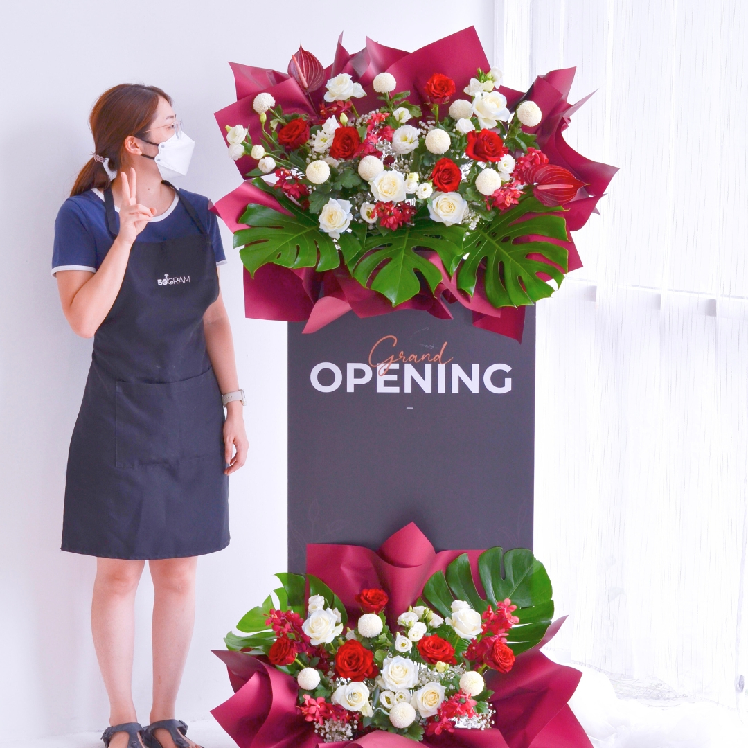 Red Resurgence Business Opening Steel Stand | Fresh Flower | Free Delivery KL & PJ