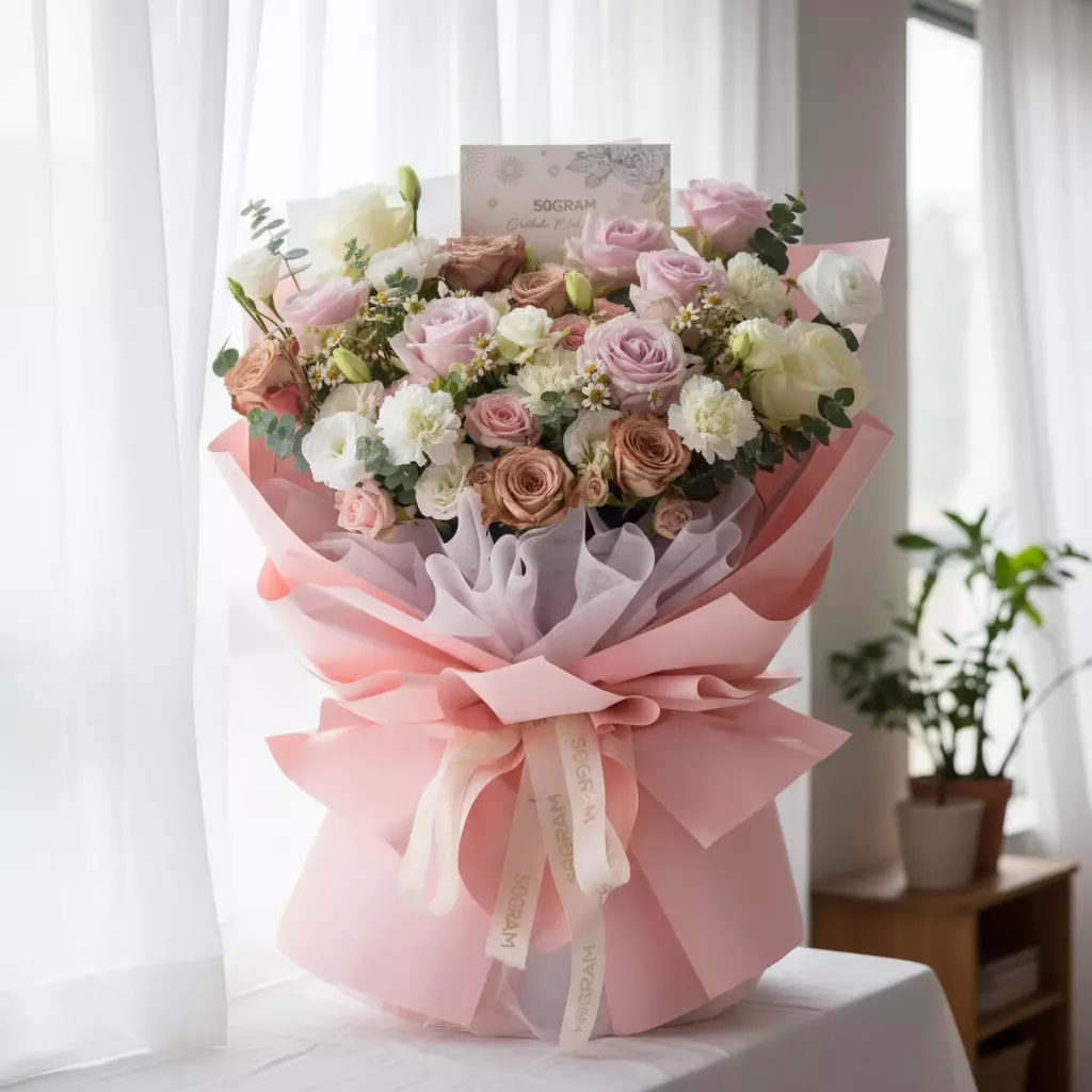 Love Bonds Pink Roses Hand Bouquet