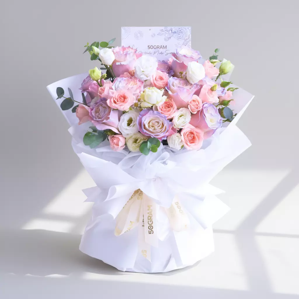 Luminous Blooms Aurora Roses Hand Bouquet