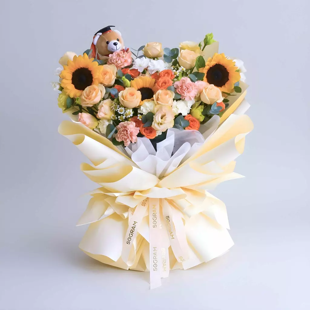 Bubbly Posy Sunflower Hand Bouquet