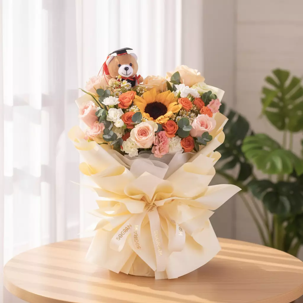 Bubbly Posy Sunflower Hand Bouquet