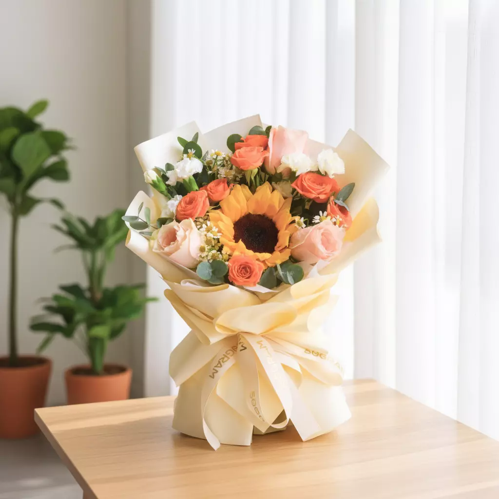 Bubbly Posy Sunflower Hand Bouquet