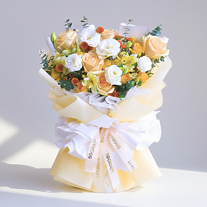 Champagne Sunbeam Champagne Roses Hand Bouquet