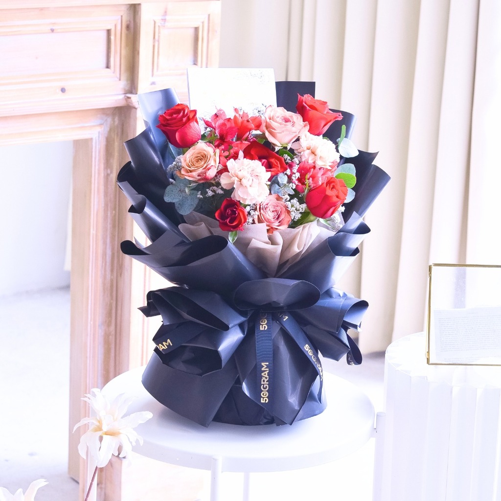 Devotion Rose Endless Devotion Red Rose Hand Bouquet - 50Gram