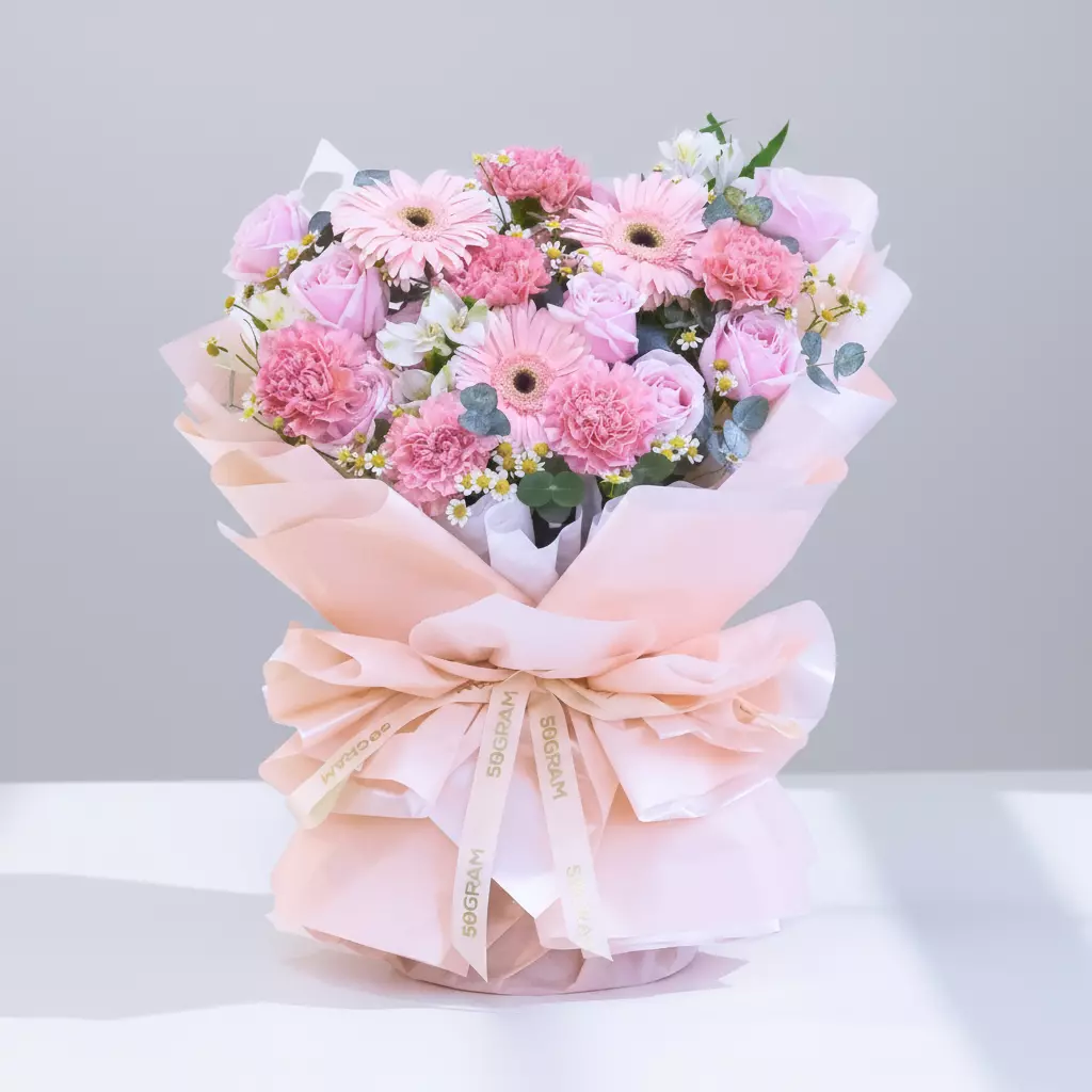 Forever Thankful Pink Daisy Hand Bouquet