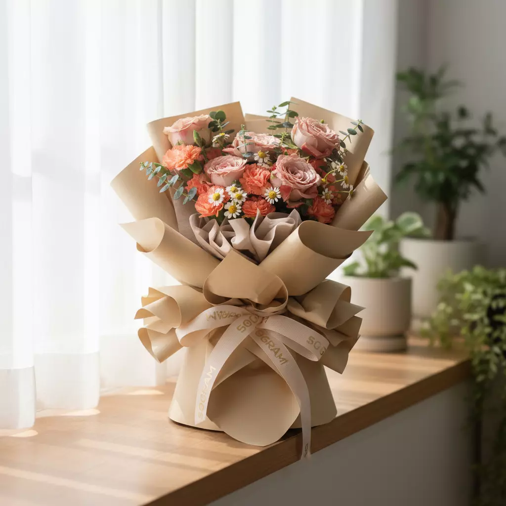 Sunrise Charm Cappuccino Rose Hand Bouquet