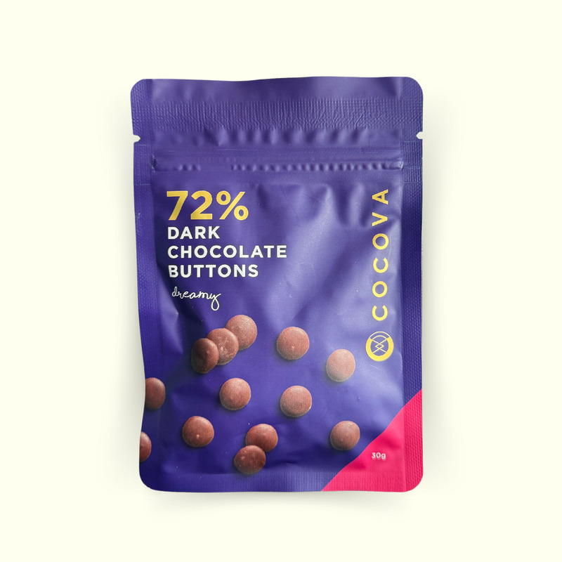 Dreamy 72 dark chocolate buttons 30g