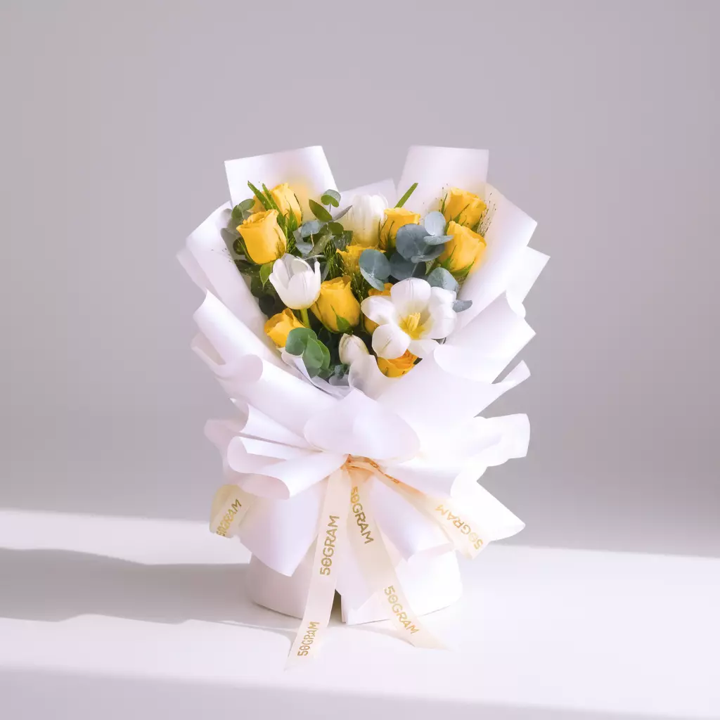 Ivory Delight Yellow Roses Hand Bouquet