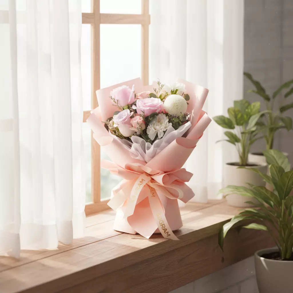 Starry Love Pink Roses Hand Bouquet