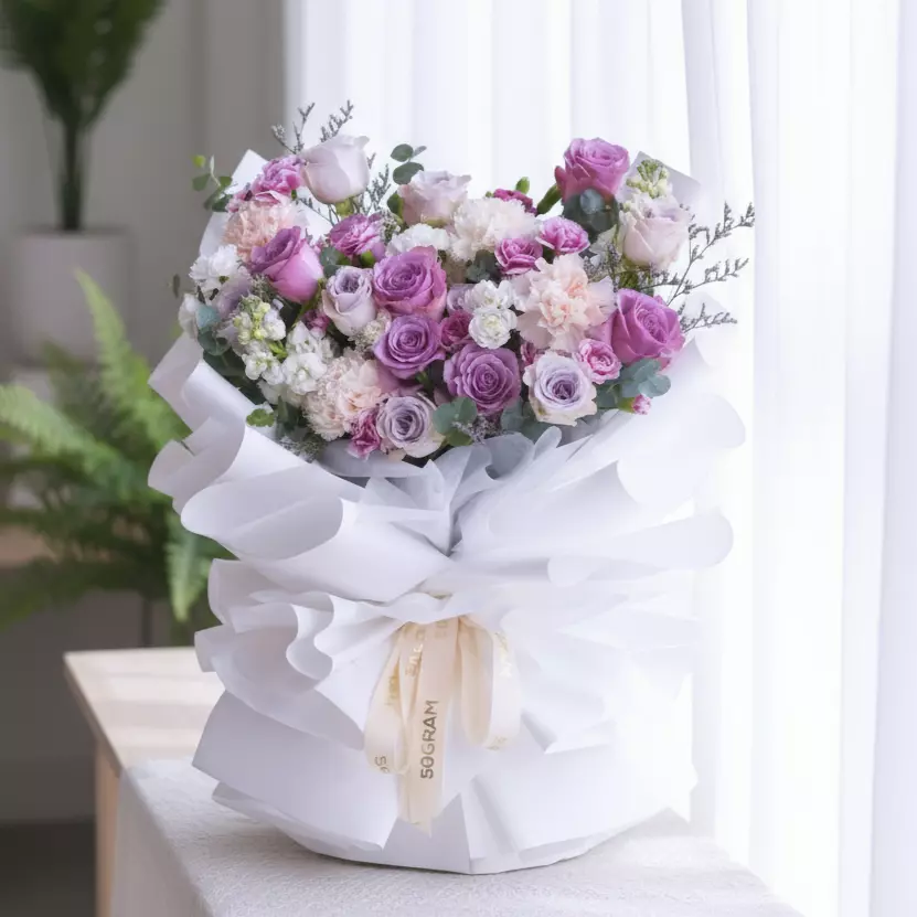 Amethyst Dream Purple Roses Hand Bouquet