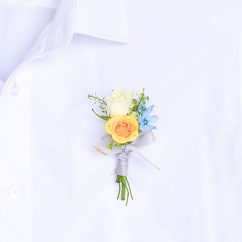 Joyful ties boutonniere