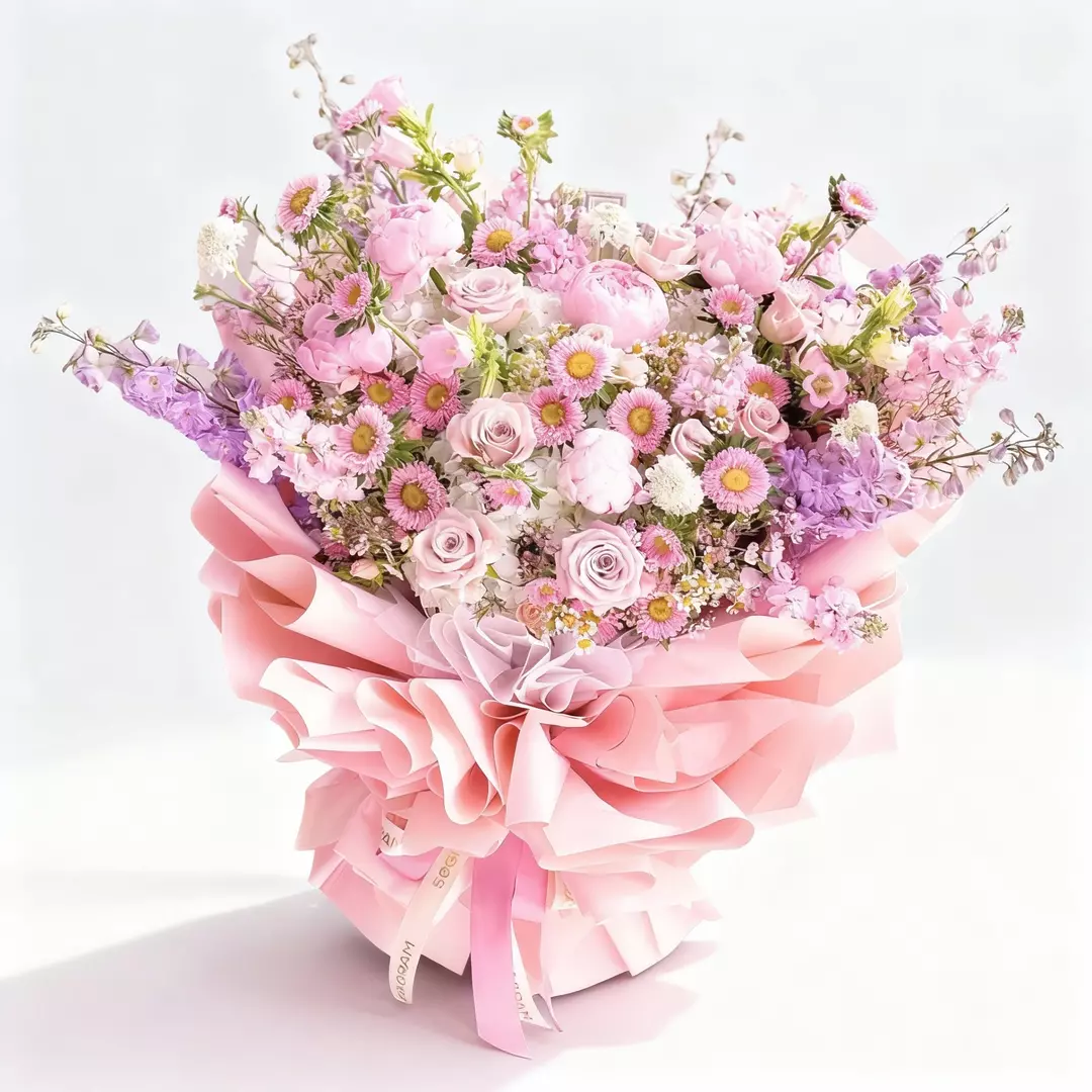 Noble Bloom Pink Roses Hand Bouquet