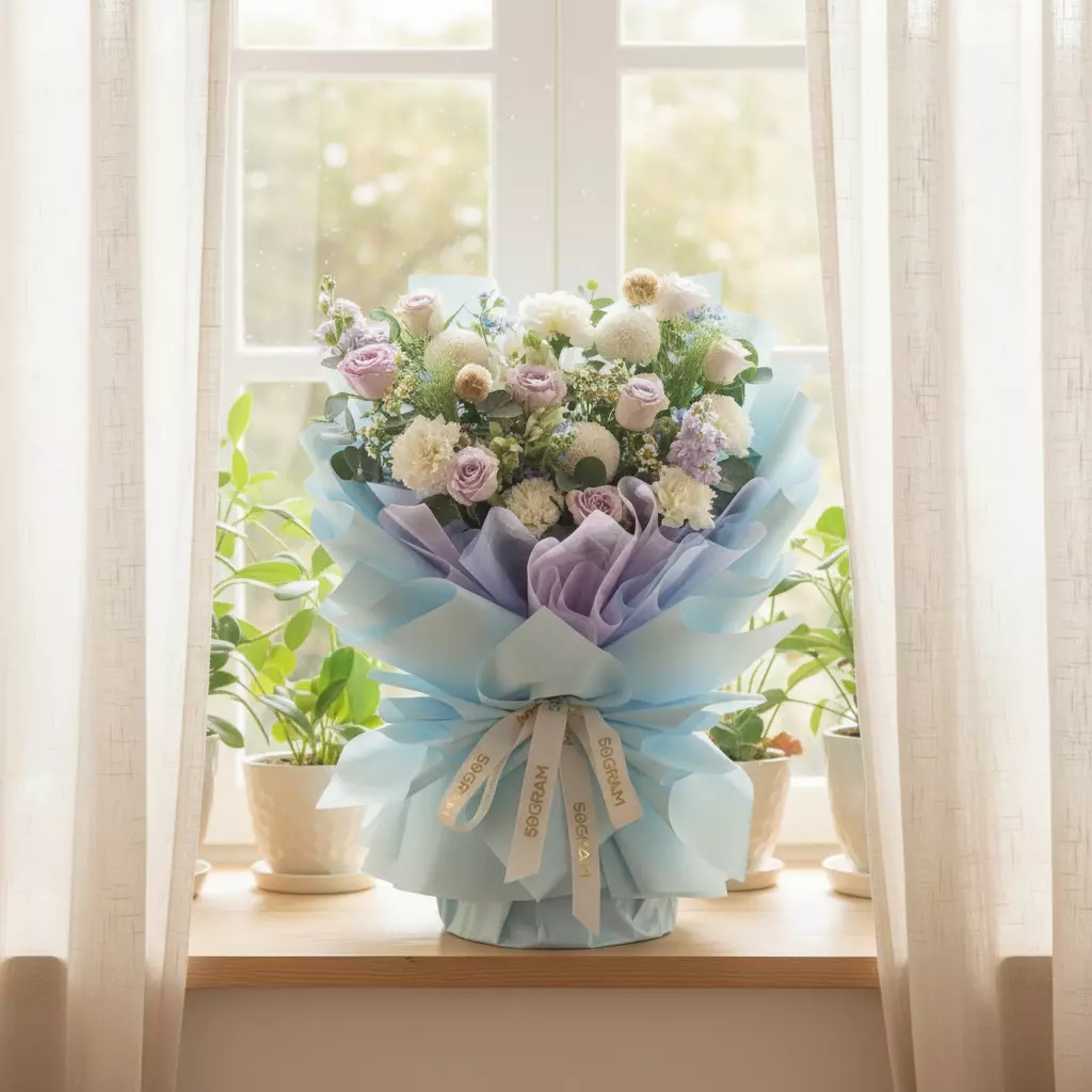 Soft Wisteria Raindance Roses Hand Bouquet