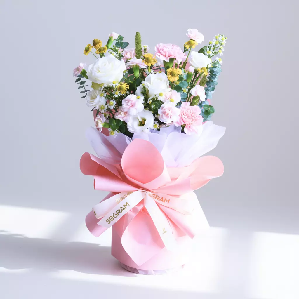 Spring Gleam White Roses Hand Bouquet