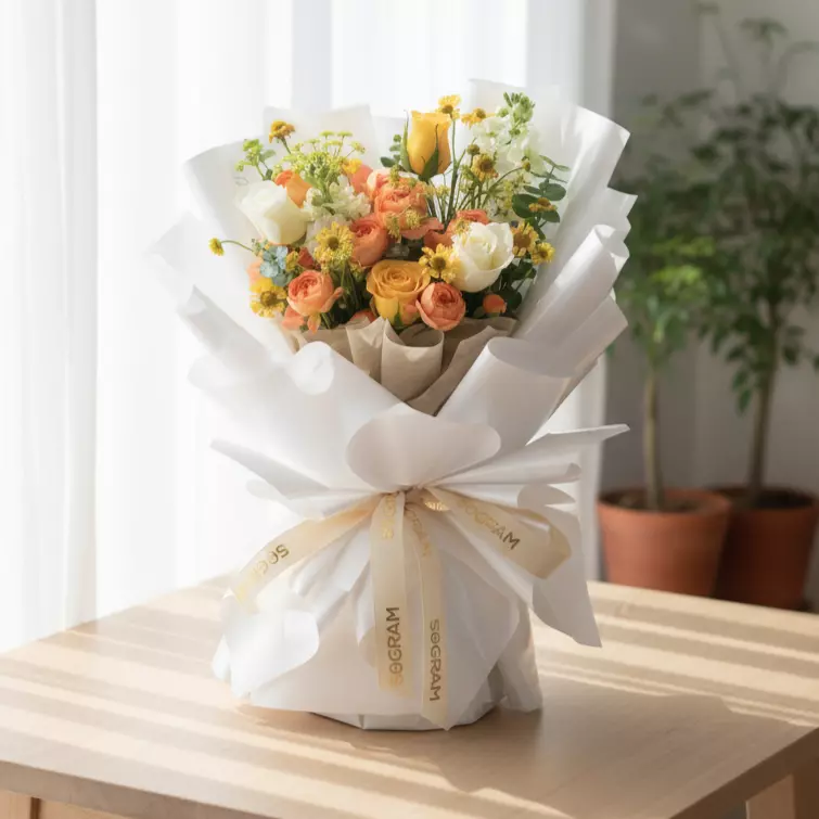 Bright Hue Yellow Roses Hand Bouquet