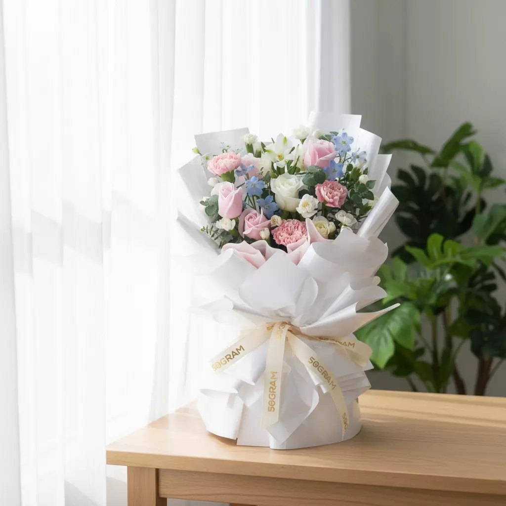 Cotton Kiss Pink Roses Hand Bouquet