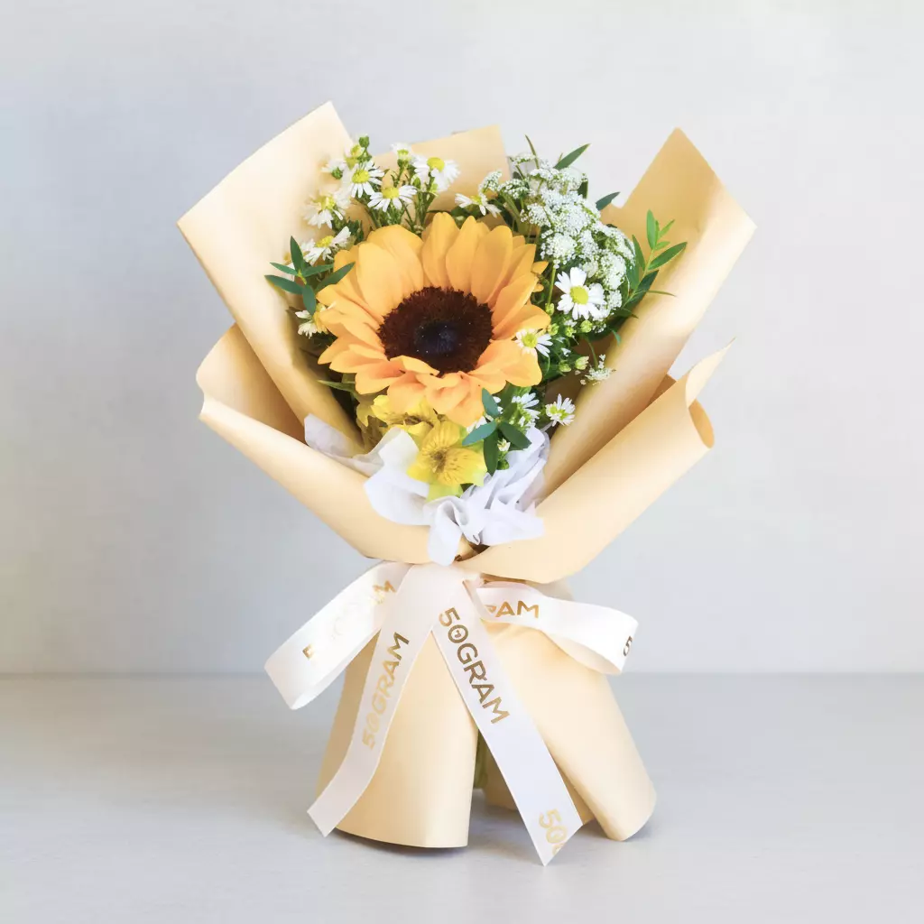 Cream Blush Sunflower Hand Bouquet