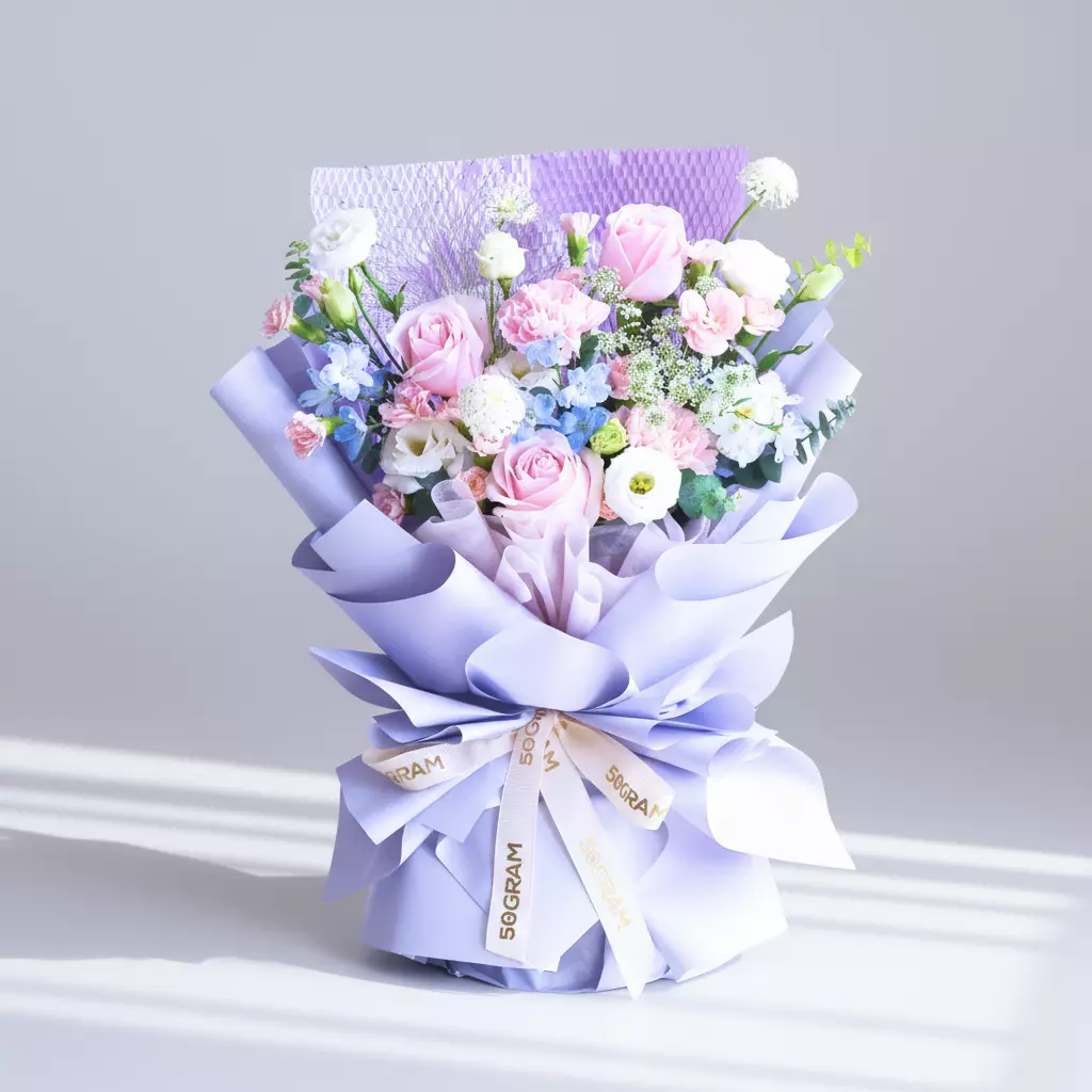 Mauve Dusk Pink Roses Hand Bouquet