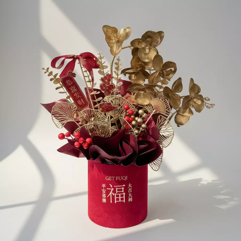 锦绣福年 Soft Prosperity Artificial CNY Flower Box