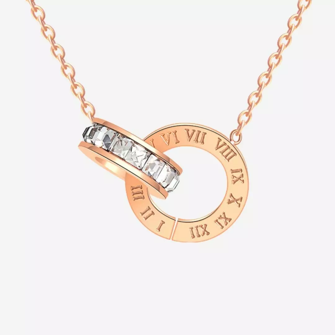 Athena Classic Interlocking Roman Numeral Necklace