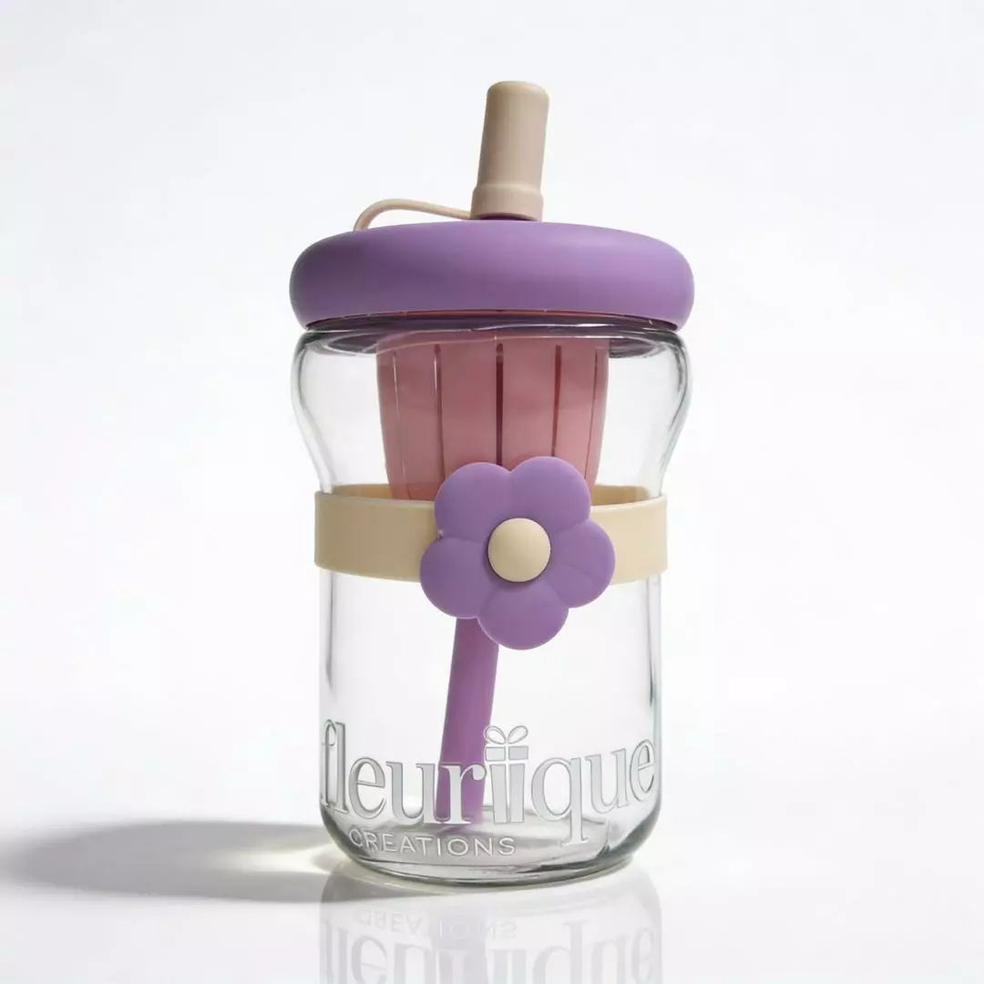 Petal Sip Glass Bottle - Purple