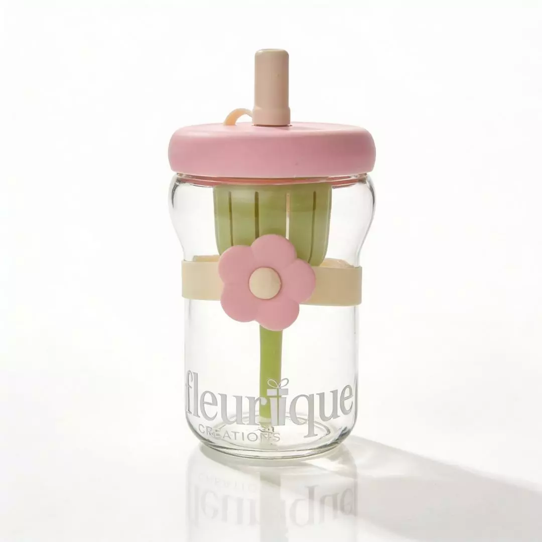Petal Sip Glass Bottle - Pink